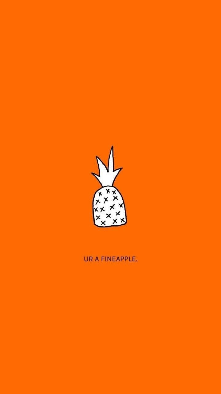 White Pineapple Art Orange Phone Wallpaper
