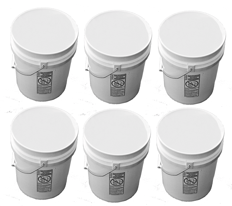White Plastic Buckets Array PNG