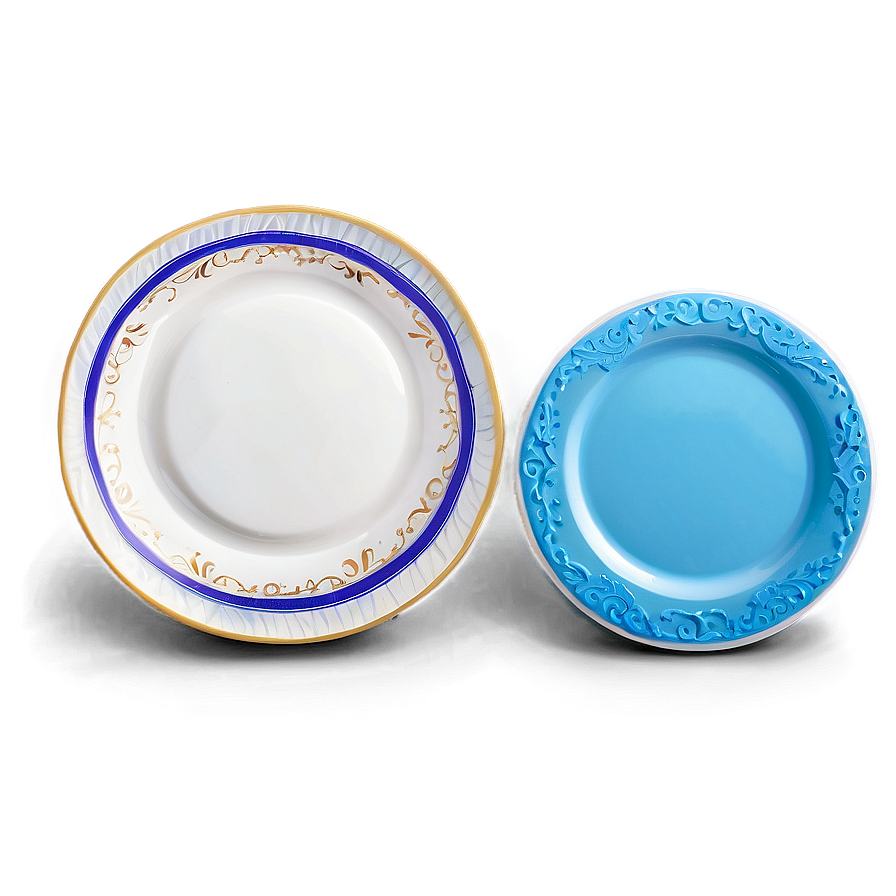 White Plate With Blue Accent Png 06212024 PNG