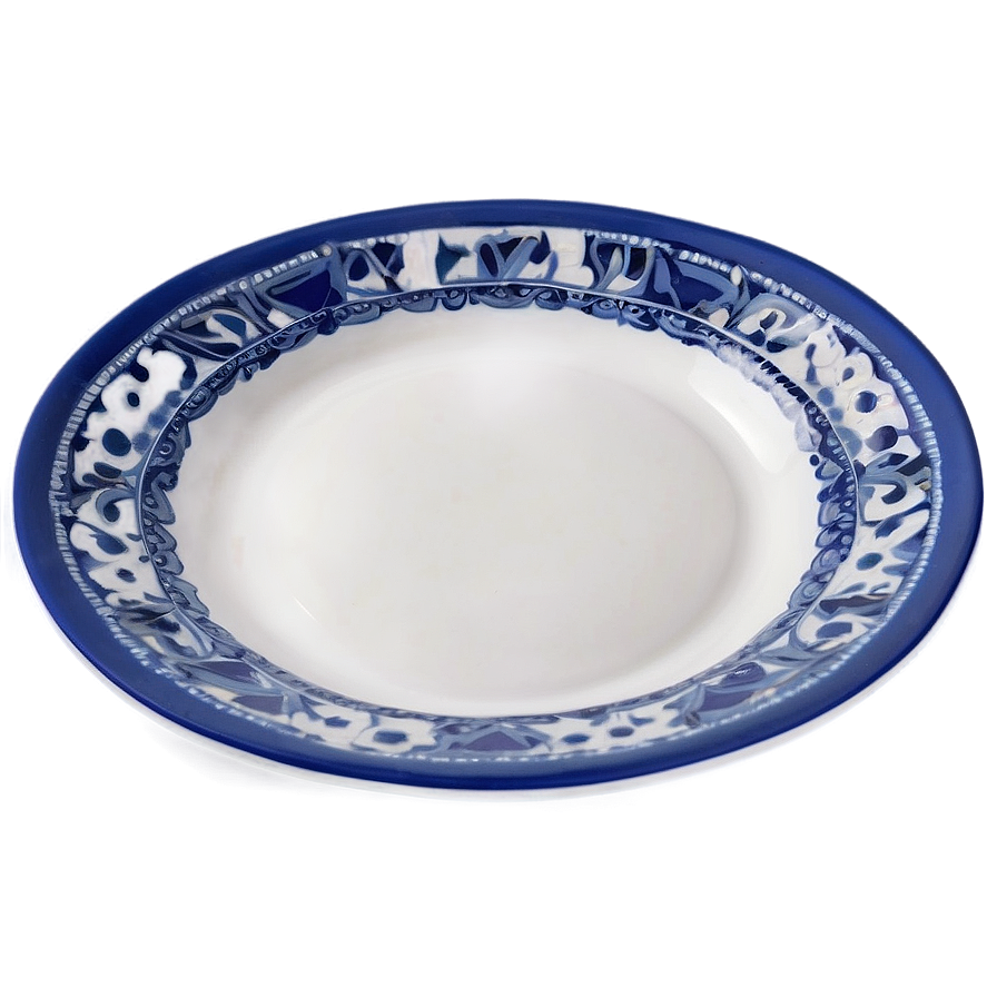 White Plate With Blue Accent Png 06212024 PNG