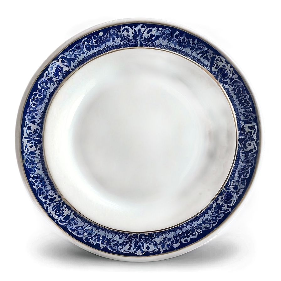 White Plate With Blue Accent Png Xqv89 PNG