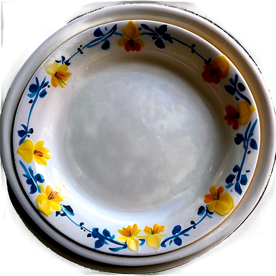 White Plate With Floral Design Png 42 PNG