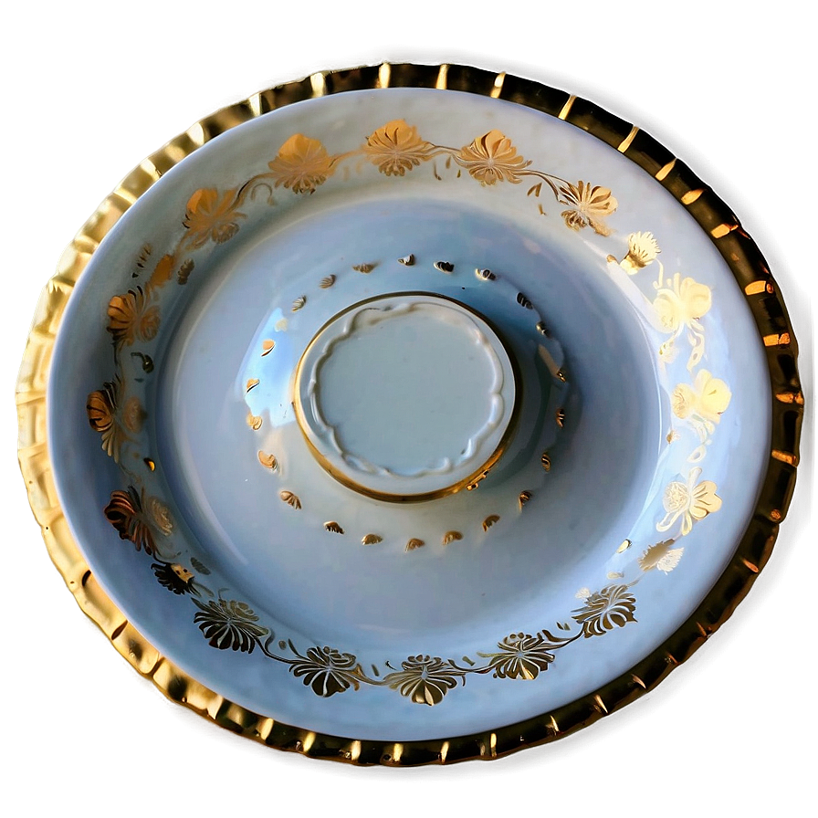 White Plate With Gold Rim Png 2 PNG