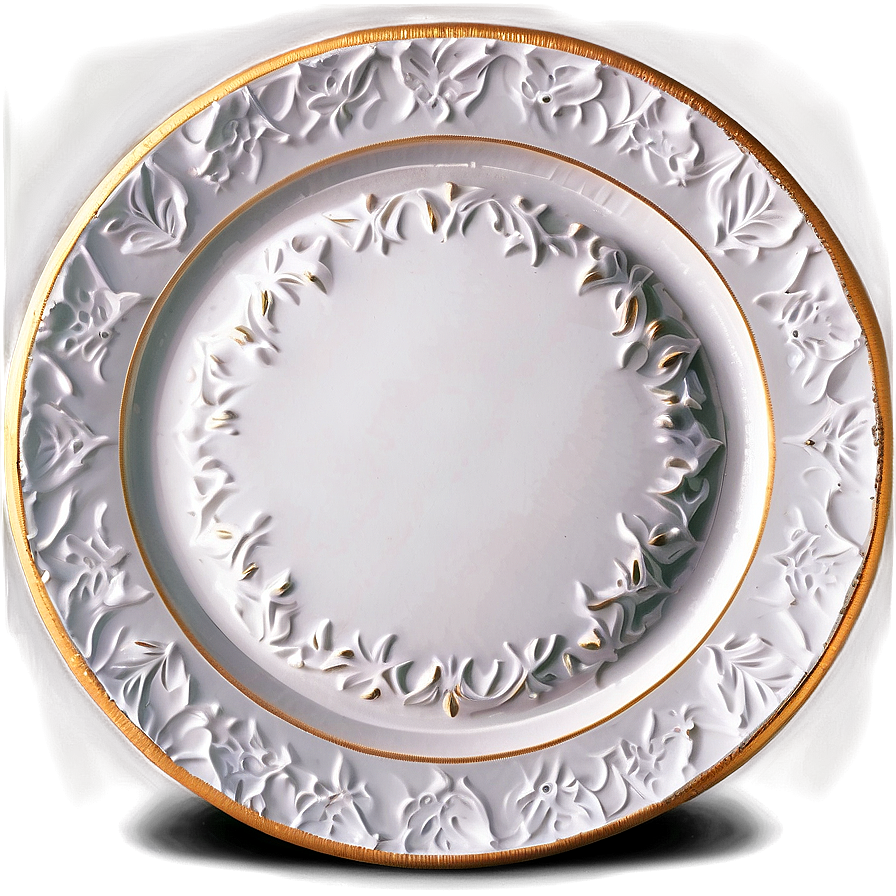 White Plate With Gold Rim Png Yto PNG