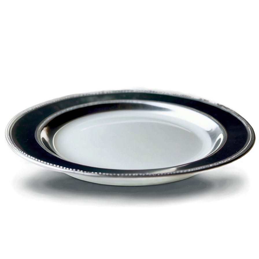 White Plate With Silver Trim Png 06212024 PNG