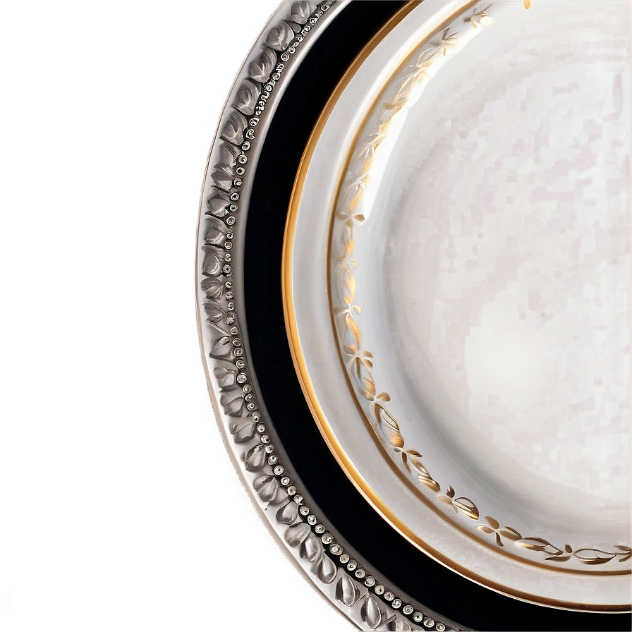 White Plate With Silver Trim Png Apl32 PNG