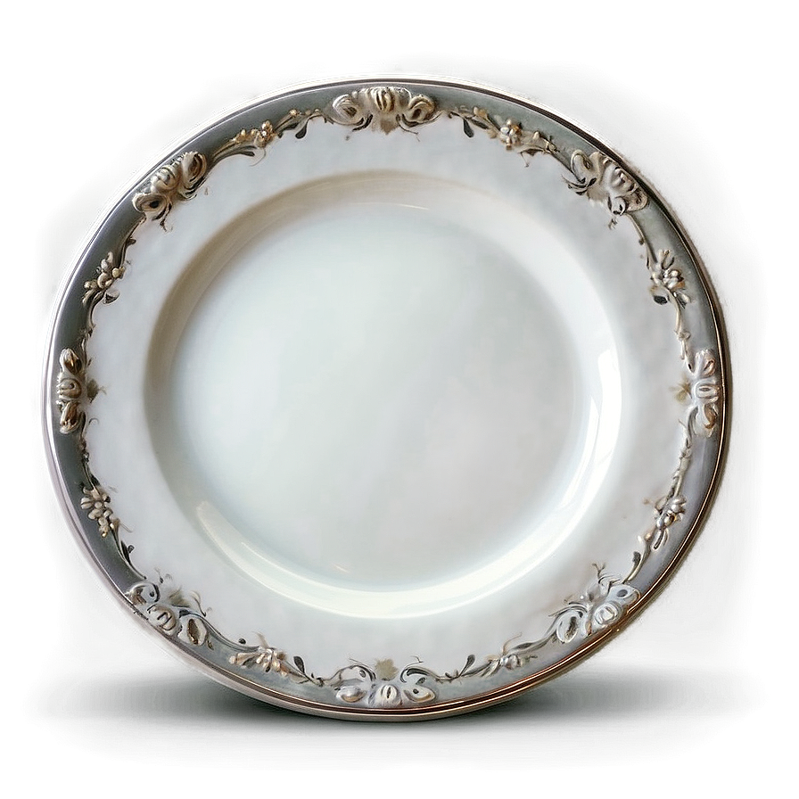 White Plate With Silver Trim Png Ivp21 PNG