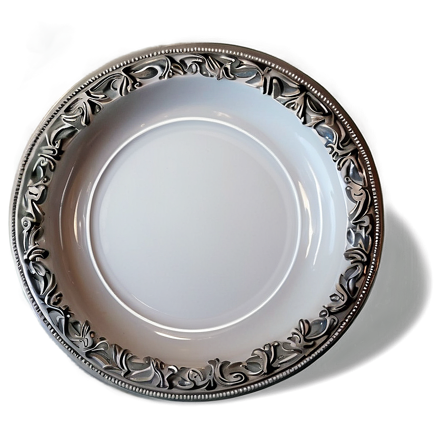 White Plate With Silver Trim Png Sfi PNG