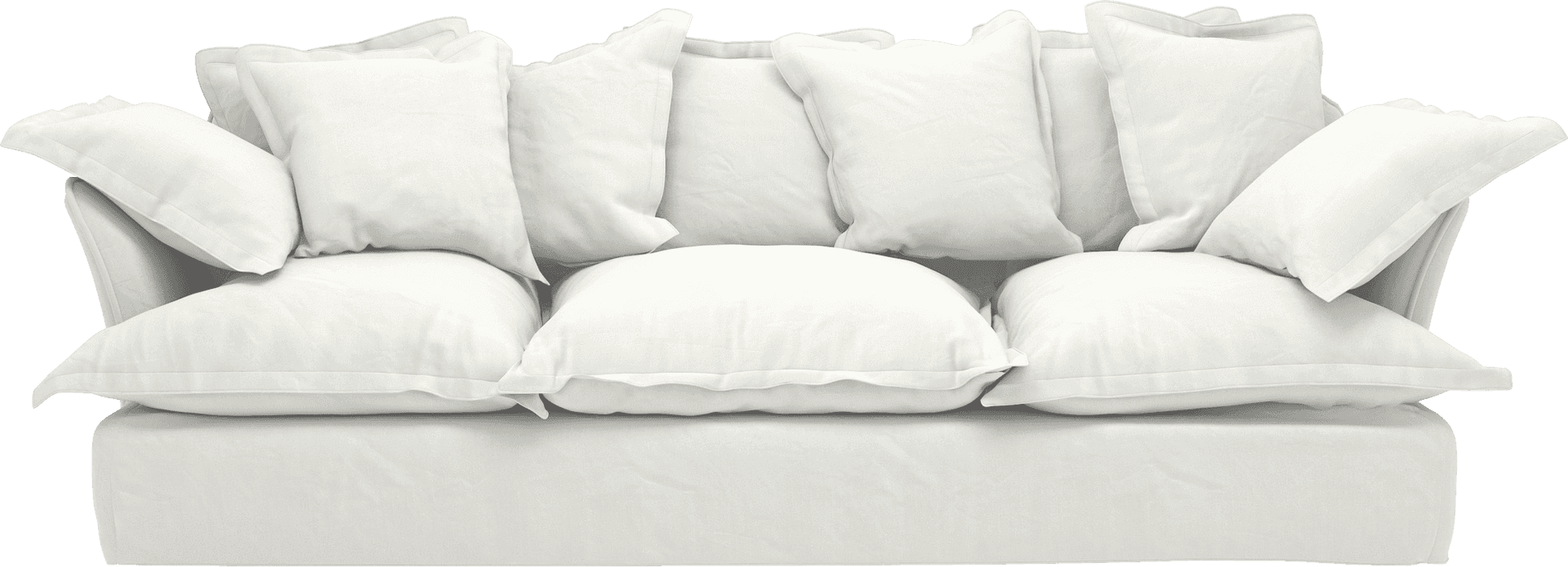 White Plush Cushioned Sofa PNG