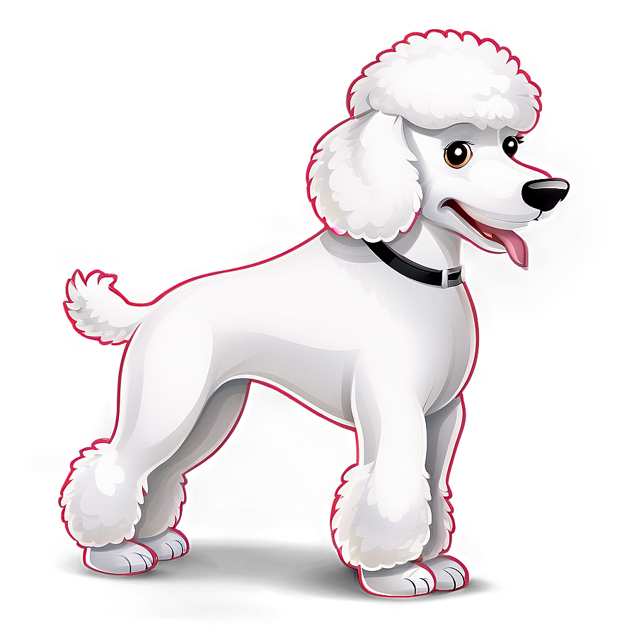 White Poodle Cartoon Png 06112024 PNG