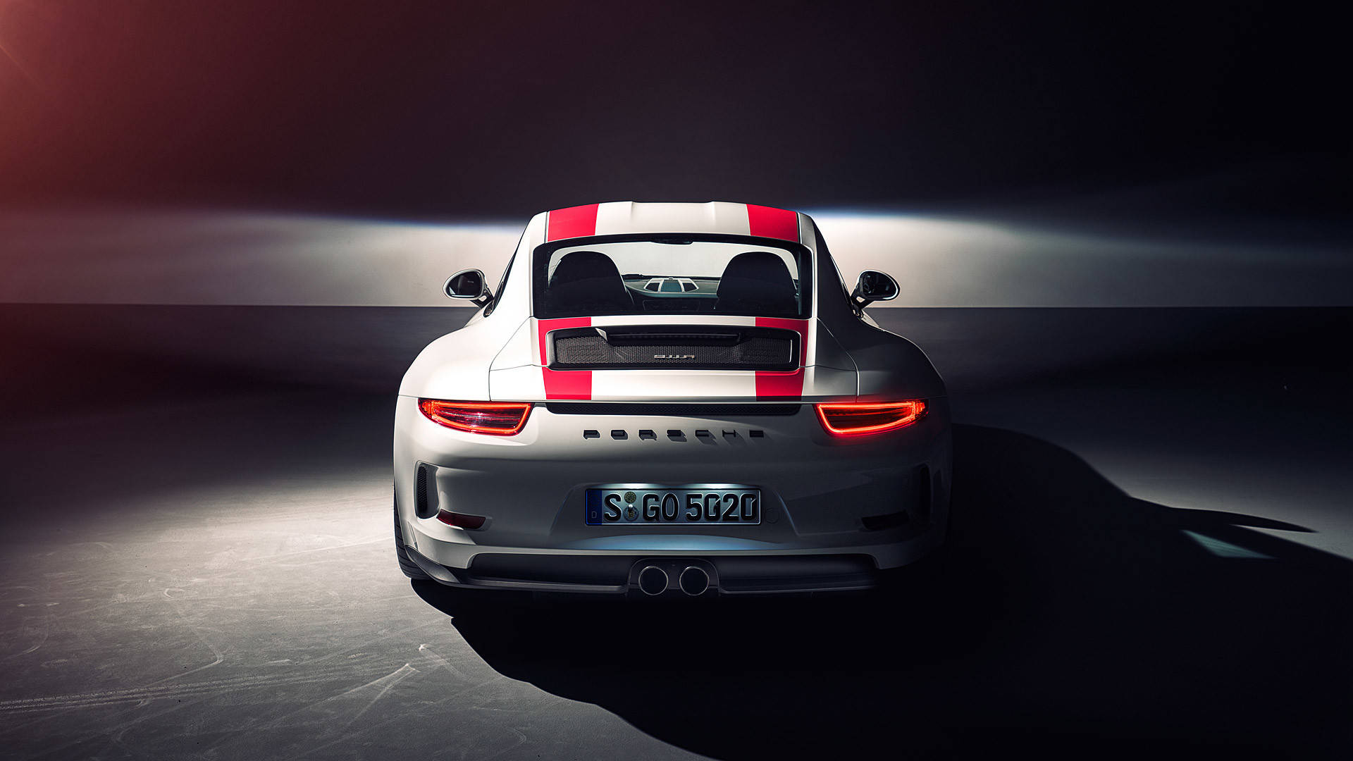 White Porsche 911 With Red Stripes Wallpaper