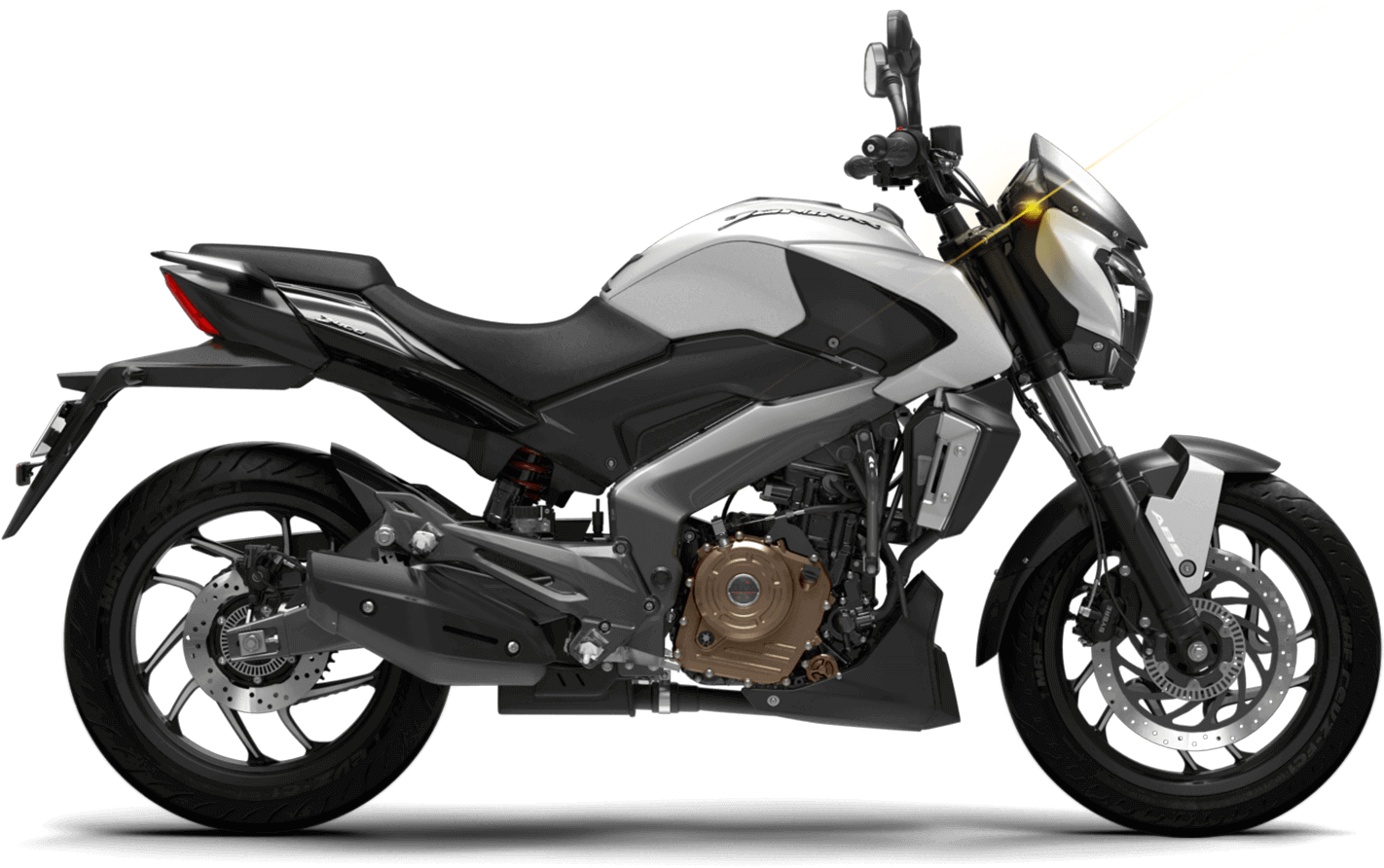 White Pulsar Motorcycle Profile View PNG