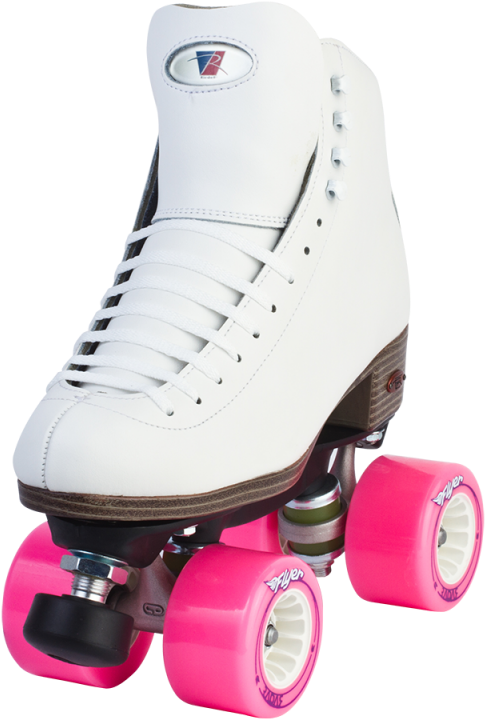 White Quad Roller Skate Pink Wheels PNG