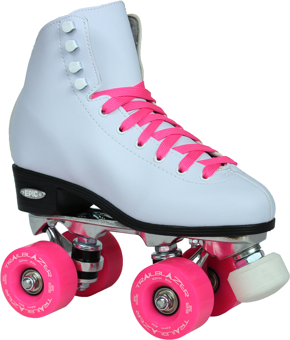 White Quad Skatewith Pink Wheelsand Laces PNG