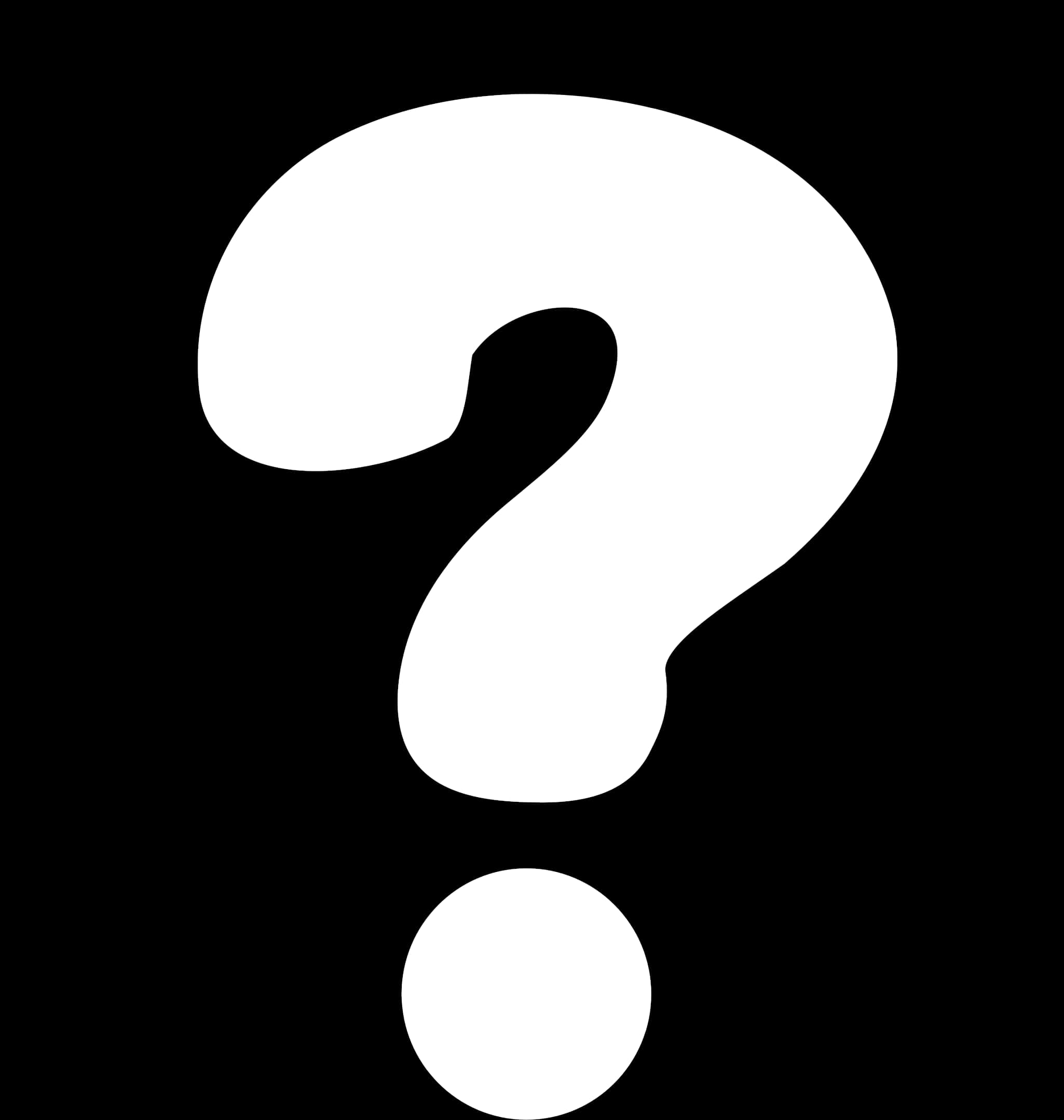 White Question Mark Black Background PNG