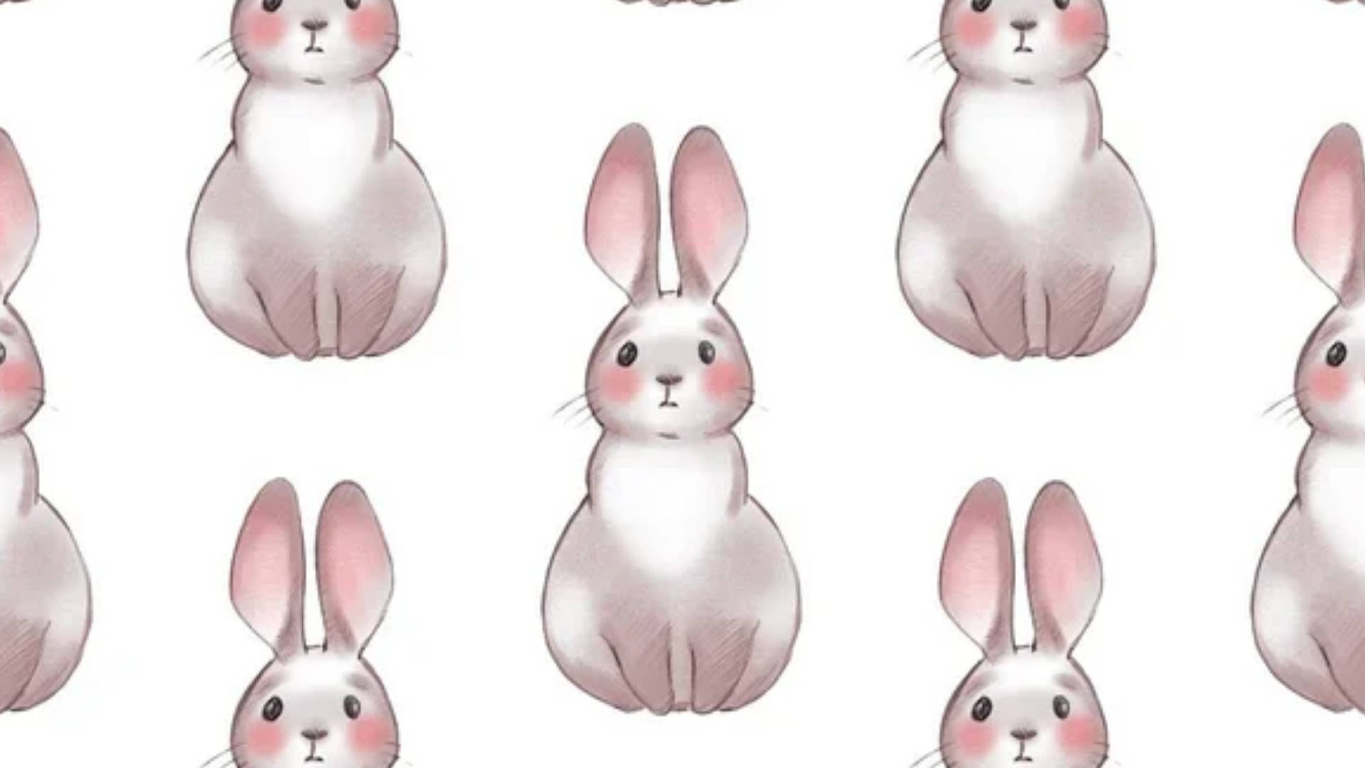 Artede Dibujo Animado Del Conejo Blanco. Fondo de pantalla