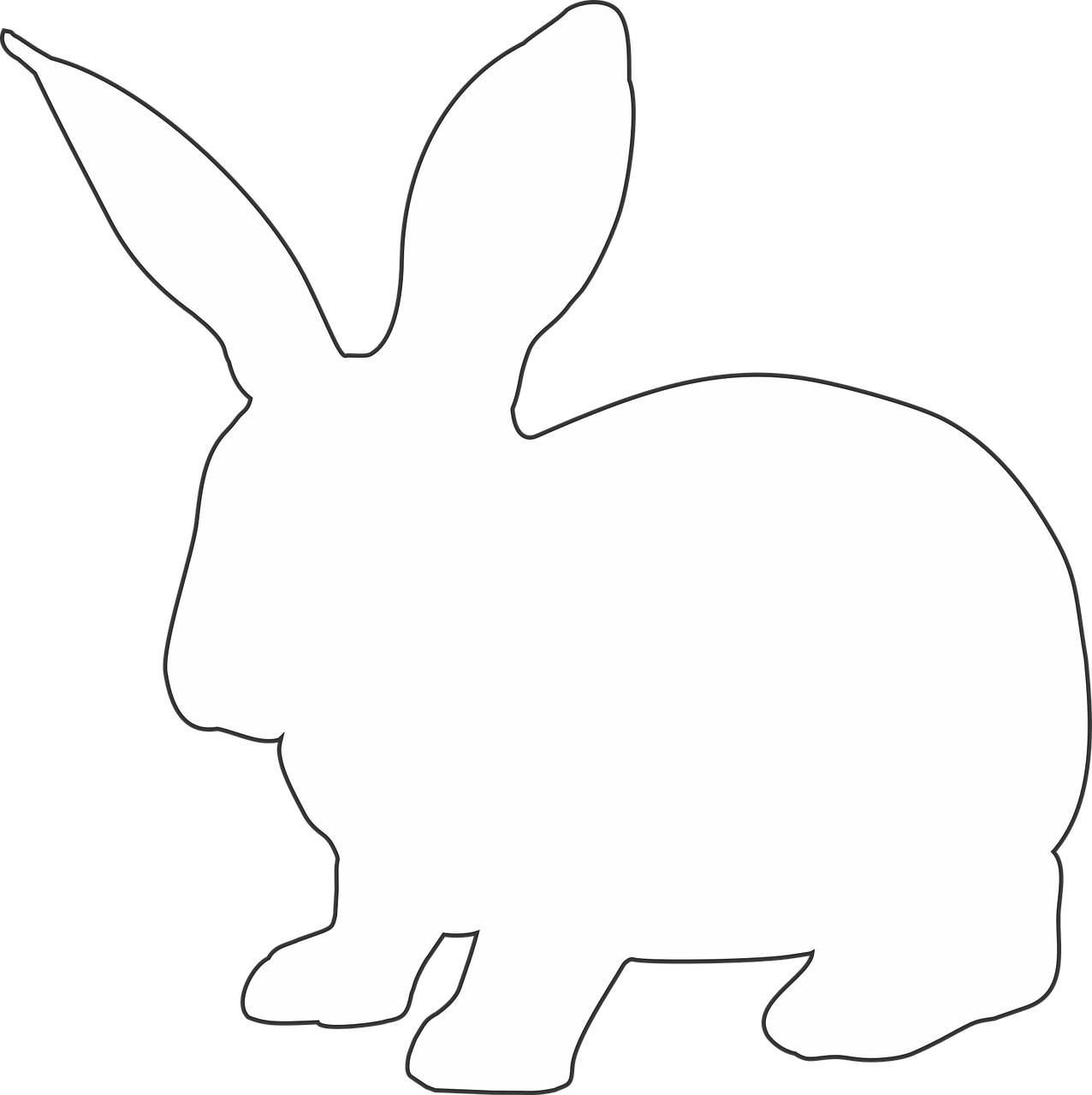 White Rabbit Silhouette Graphic PNG