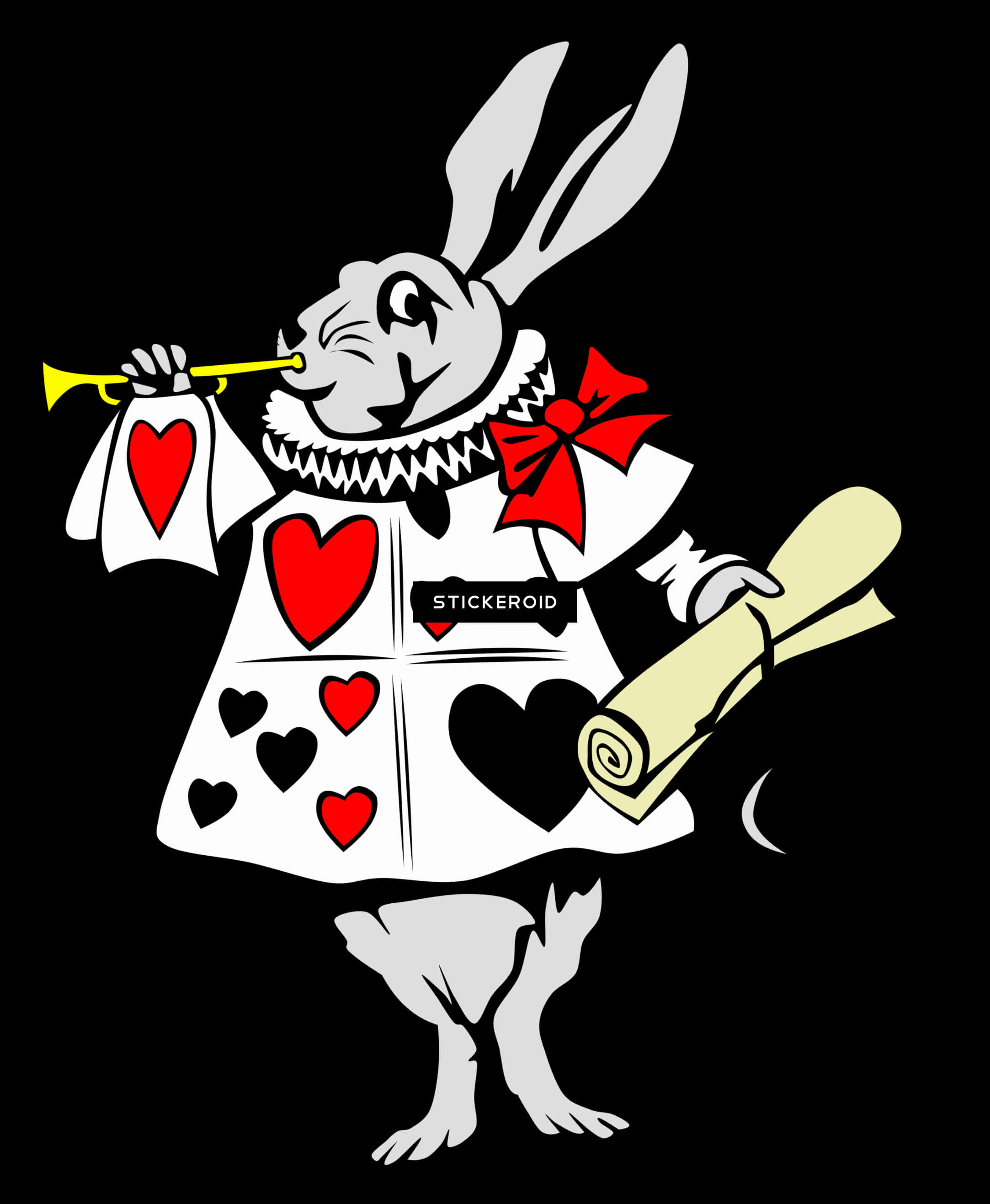 White Rabbit Trumpet Scroll Alice In Wonderland PNG