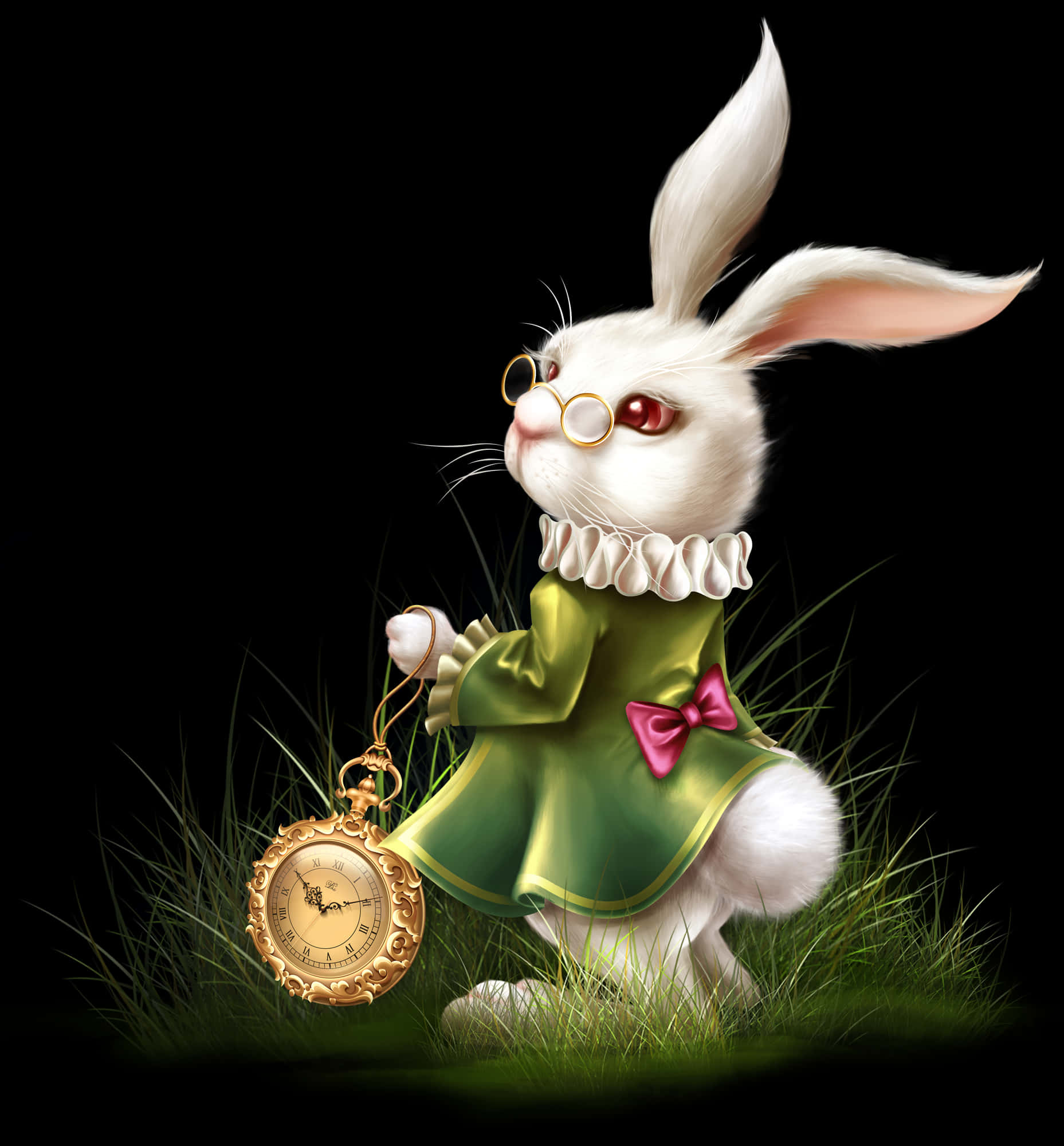 White Rabbit With Pocket Watch PNG