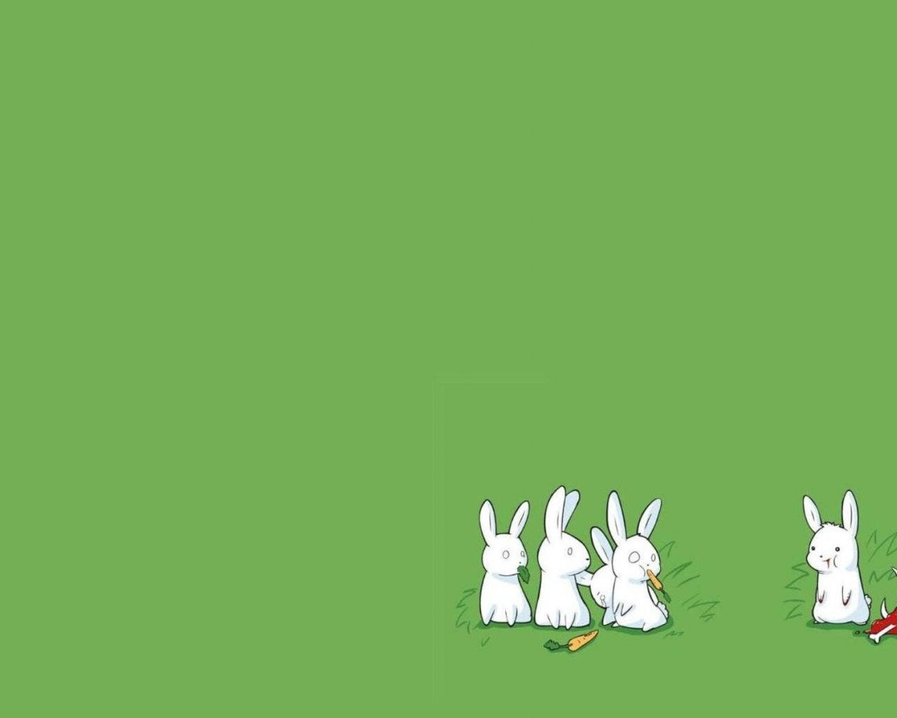 Hvide Kaniner Sage Green Desktop Wallpaper