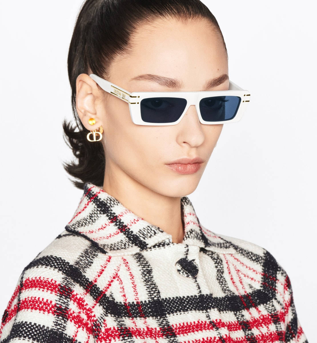 White Rectangular Sunglasses By Christian Dior Background
