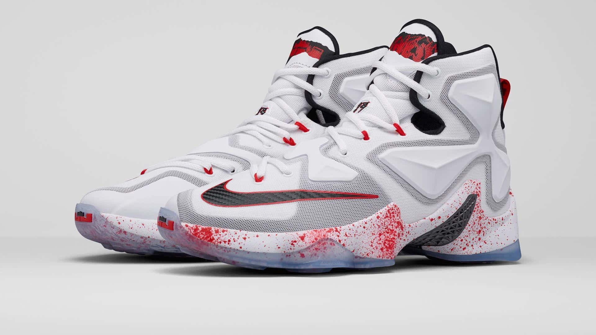 White Red Basketball Shoes Splatter Design Wallpaper