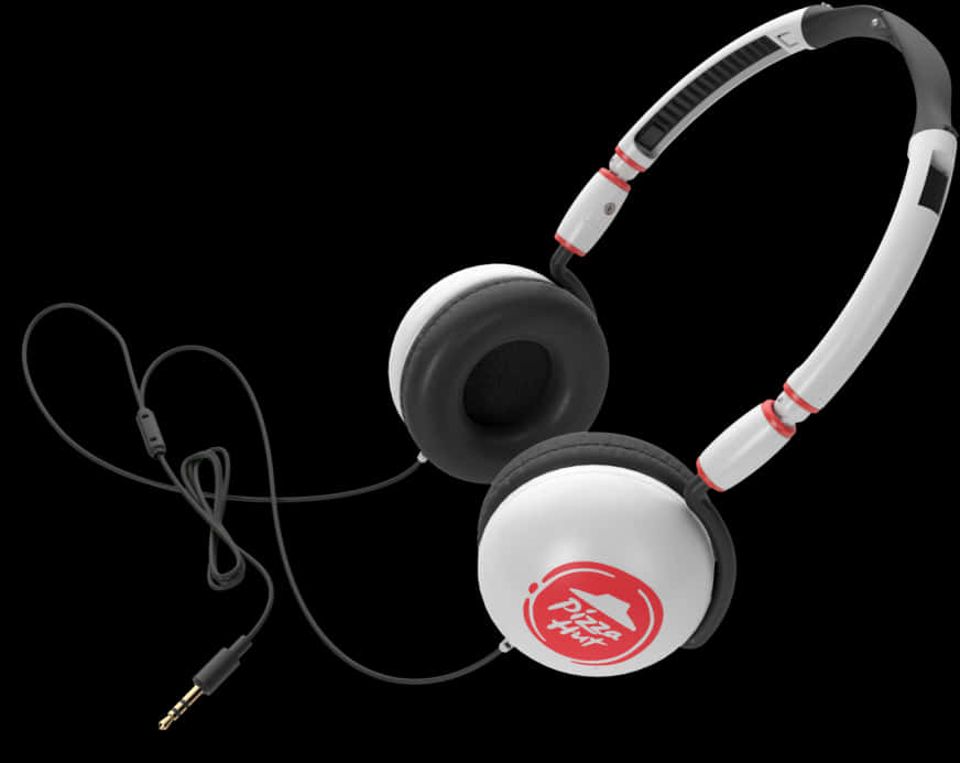 White Red Headphones Black Background PNG