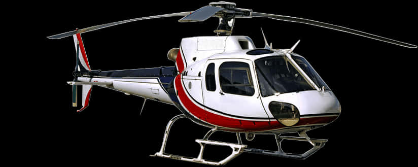 White Red Helicopter Black Background PNG