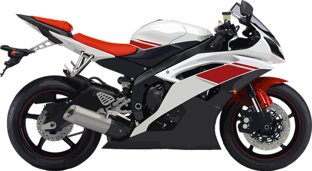 White Red Sport Motorcycle PNG