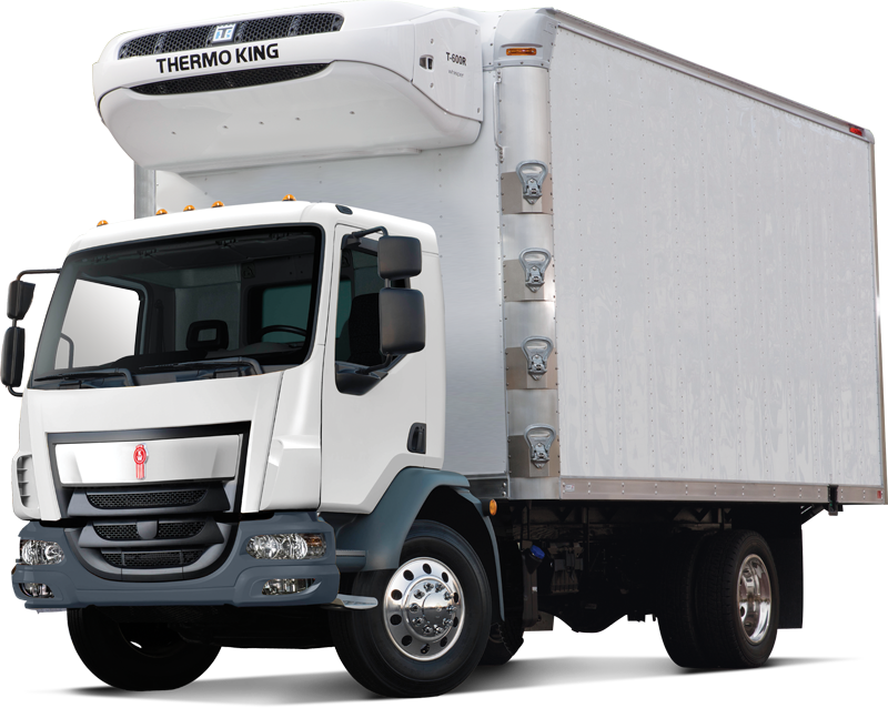 White Refrigerated Commercial Truck PNG