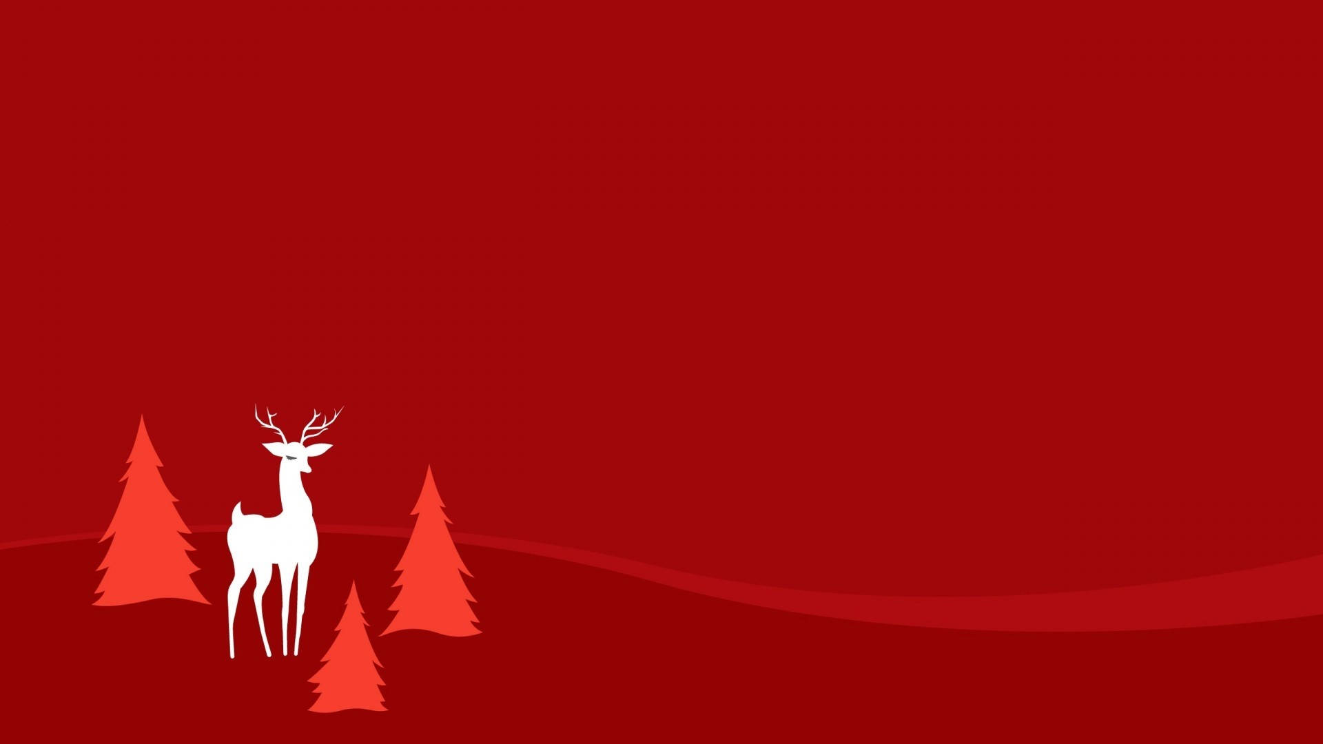 White Reindeer On Red Christmas Background