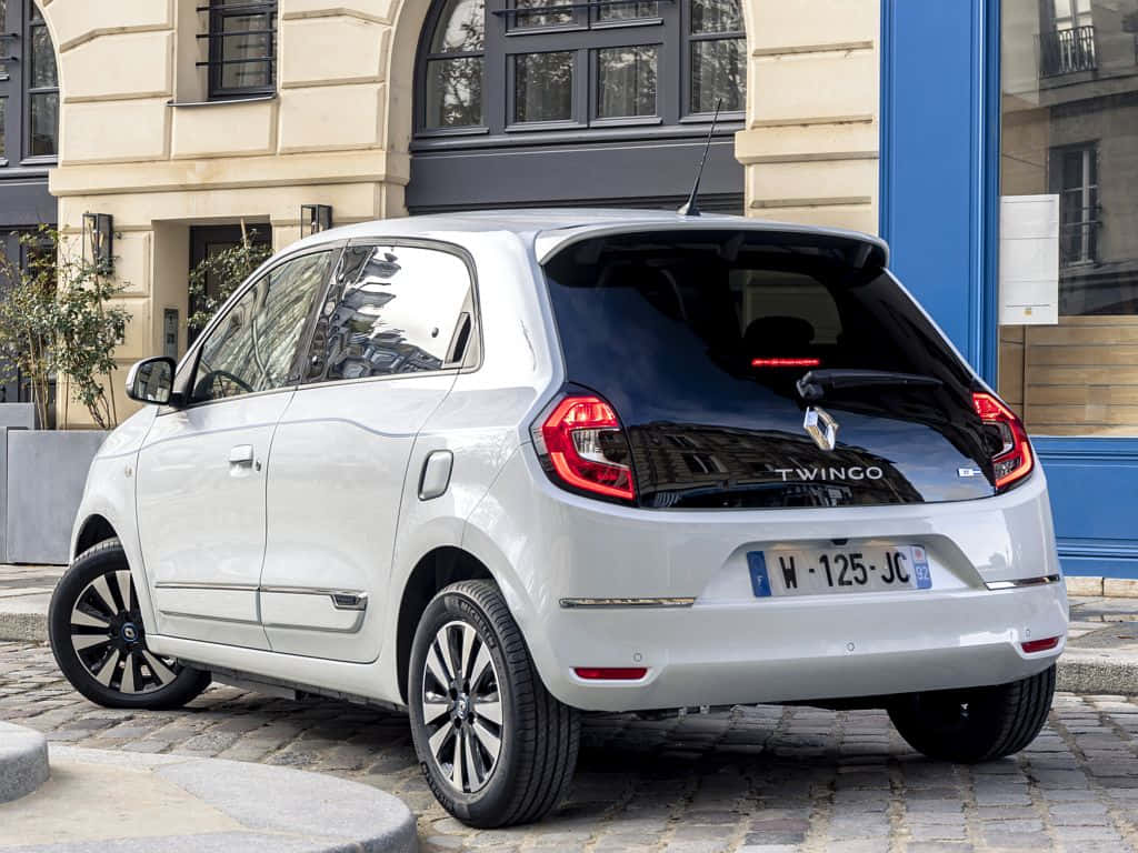 Witte Renault Twingo Stedelijke Setting Achtergrond