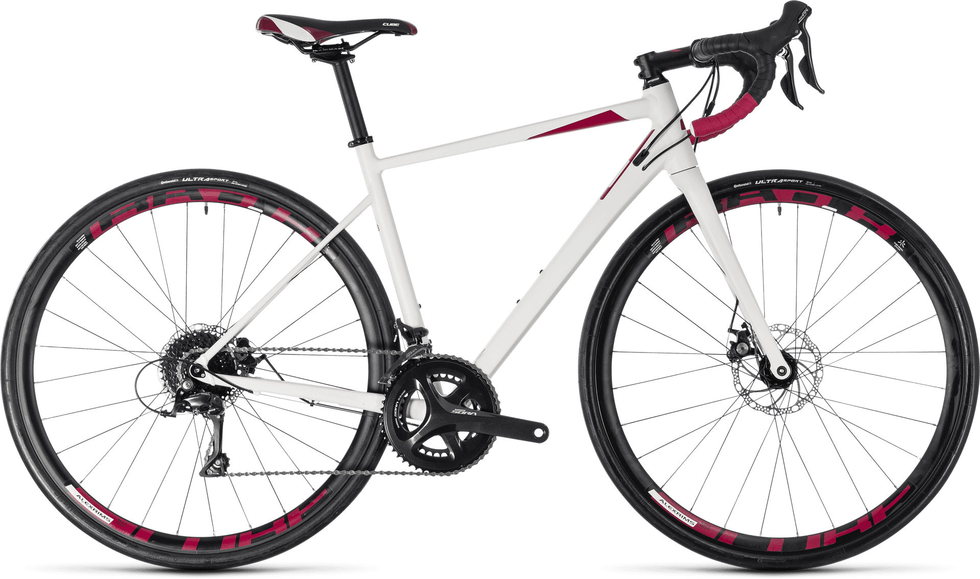 White Road Bike Profile View PNG