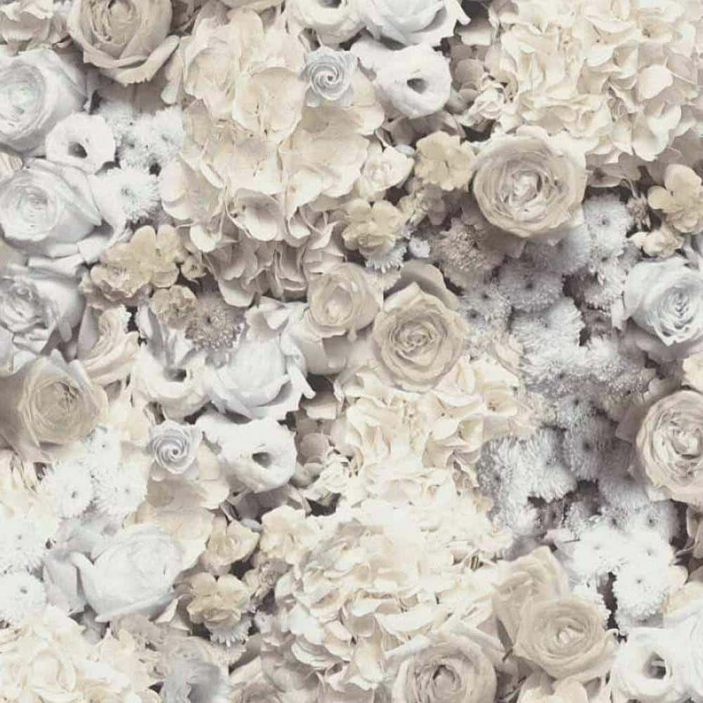 A White And Grey Floral Wallpaper