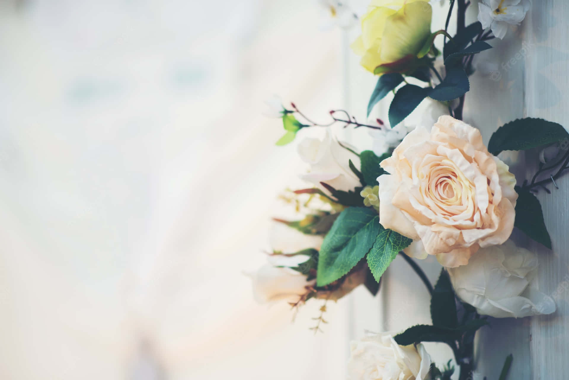 White Rose Wedding Background Landscape Wallpaper