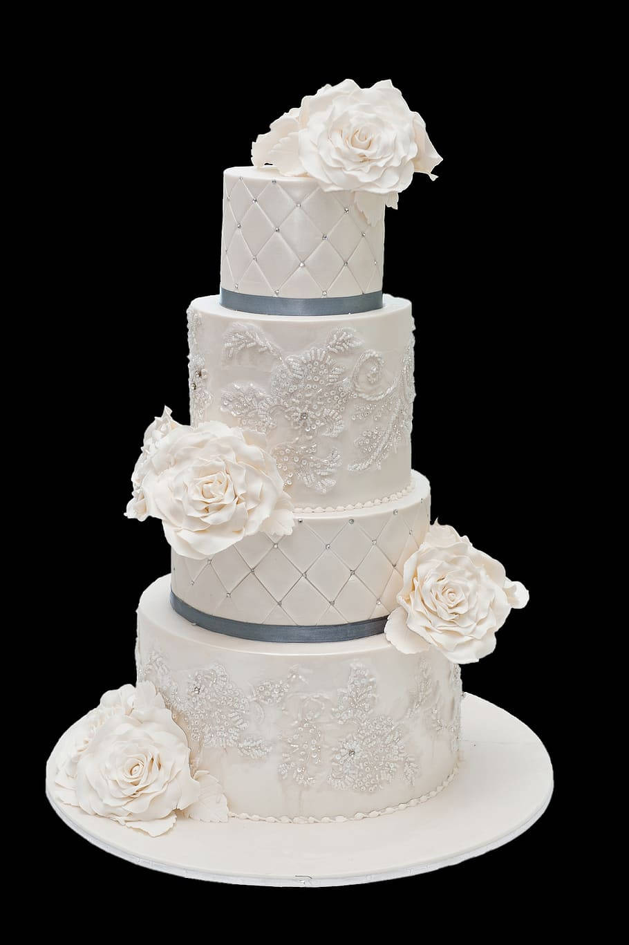 White Roses Four Tier Wedding Cake Wallpaper