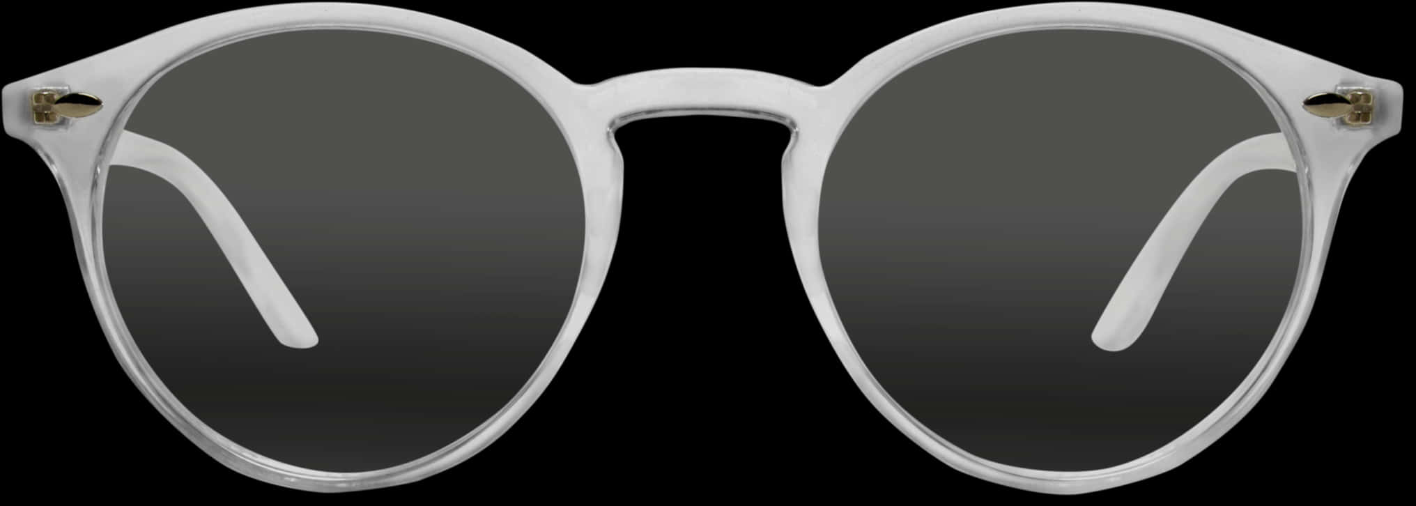 White Round Framed Sunglasses PNG