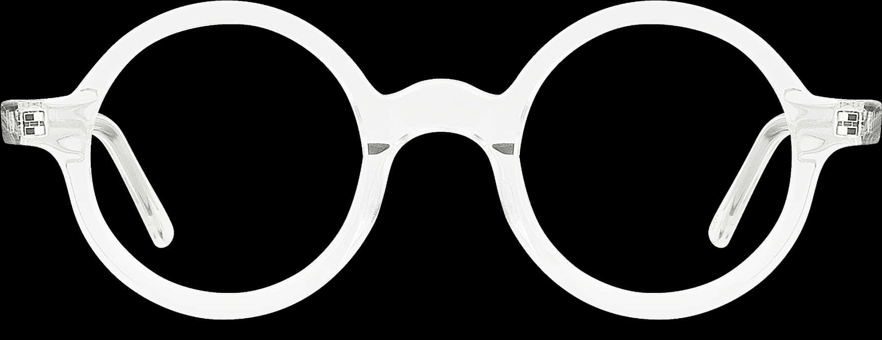 White Round Glasses Transparent Background PNG