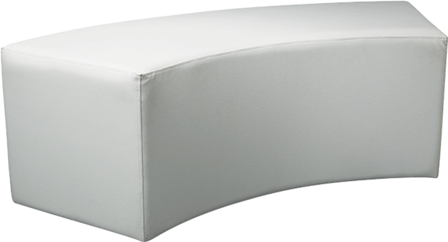 White Rounded Rectangle Object PNG — A sleek white upholstered bench with soft rounded edges and clean lines against a black background.
