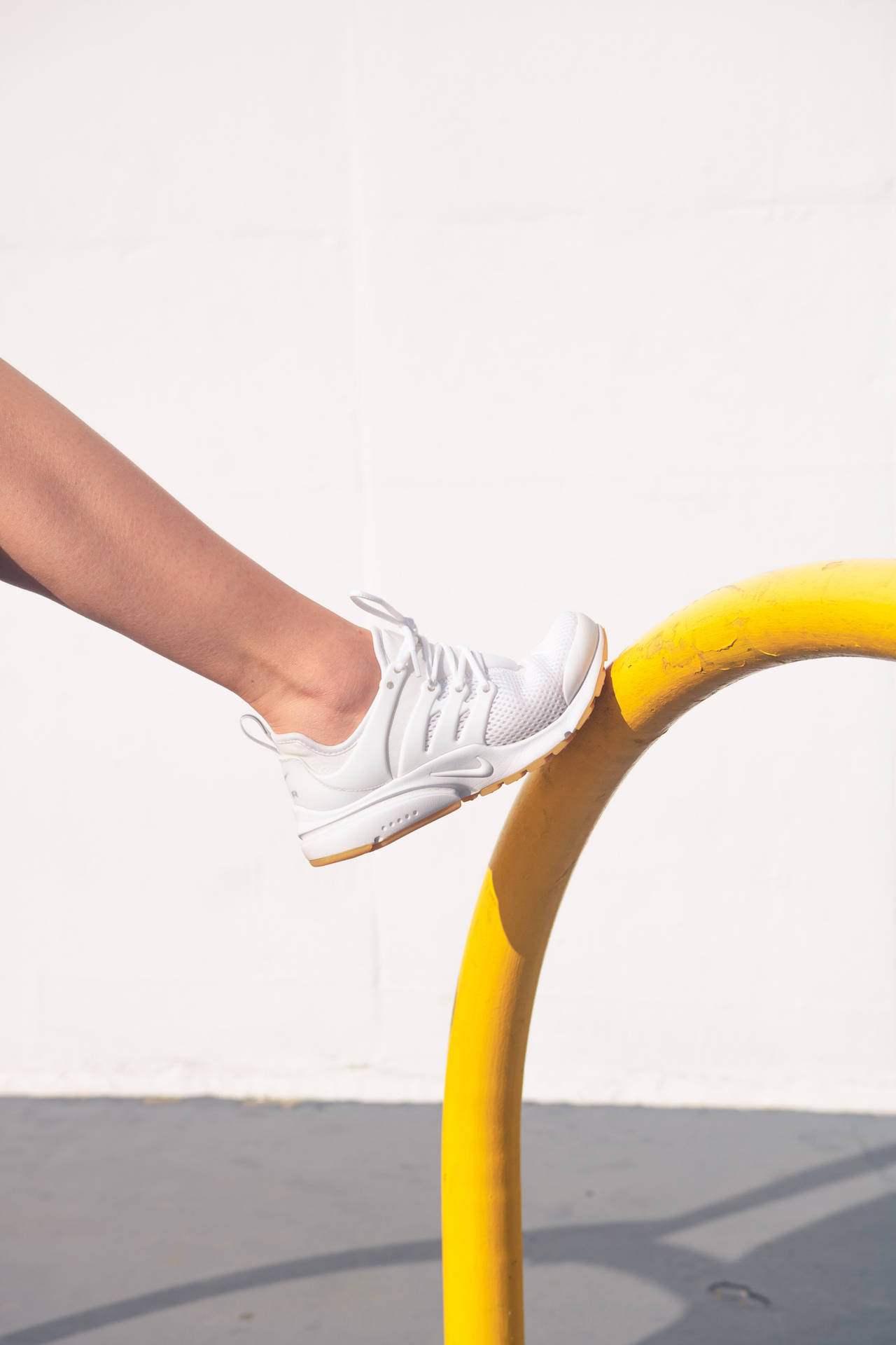 White Rubber Shoes In Yellow Tube