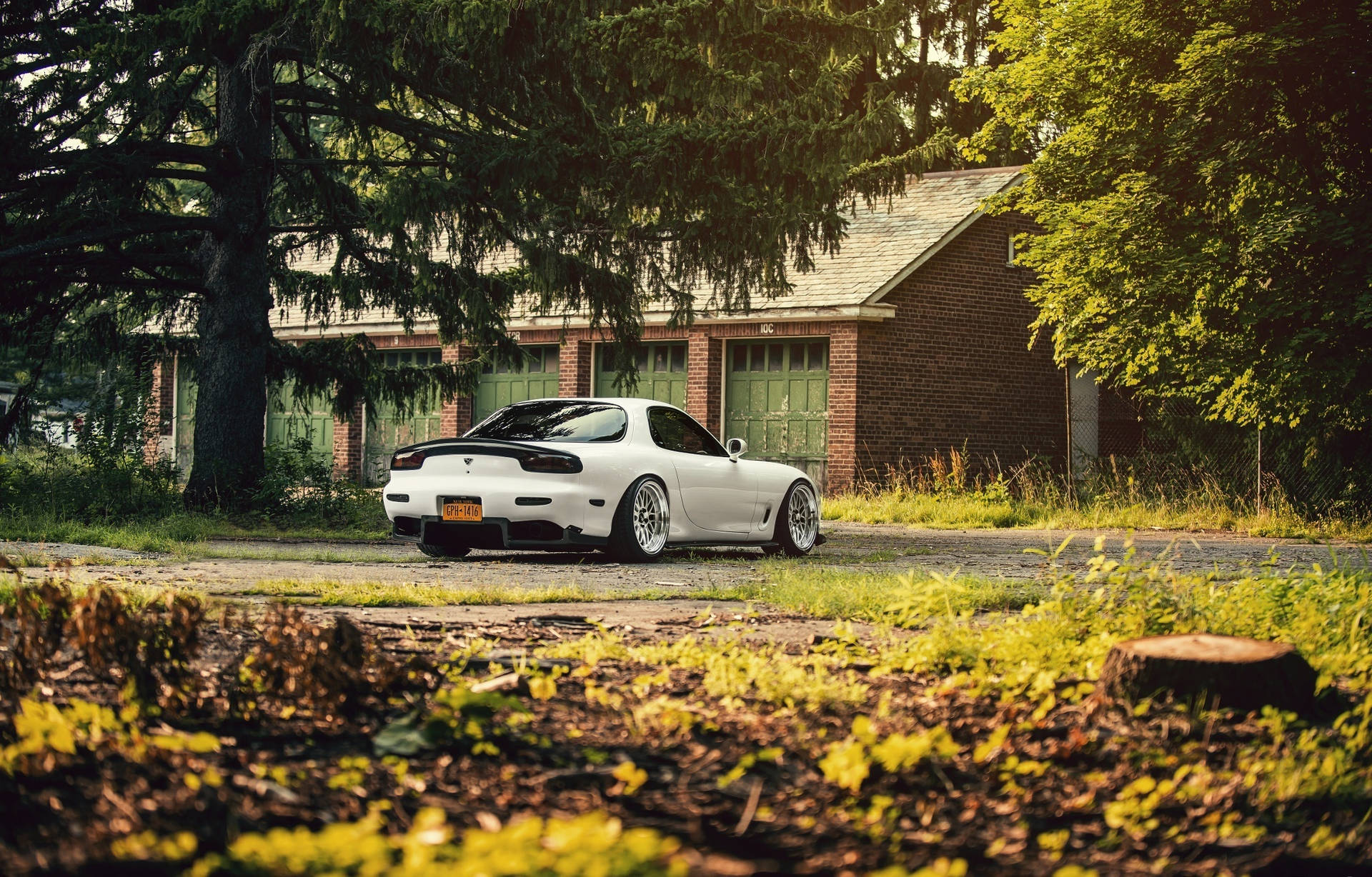 White Rx7 Parked Forest