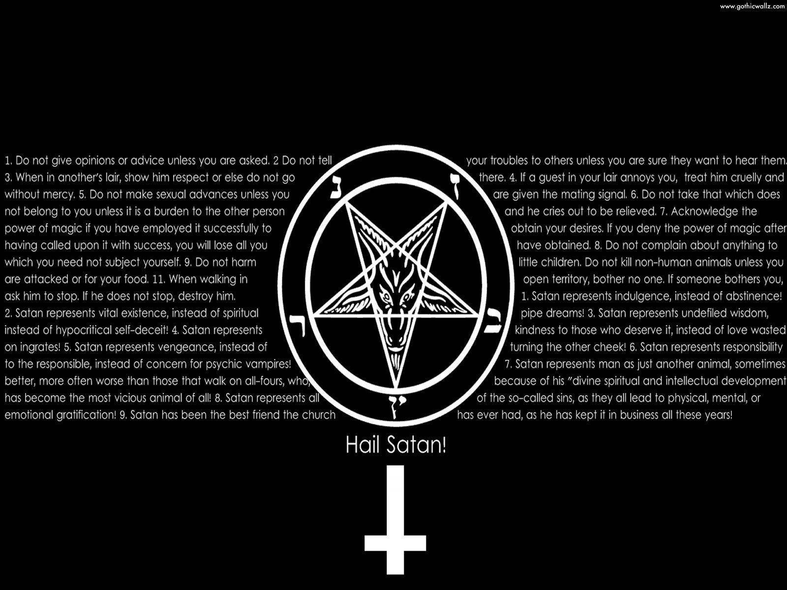 White Satanic Text Poster Wallpaper