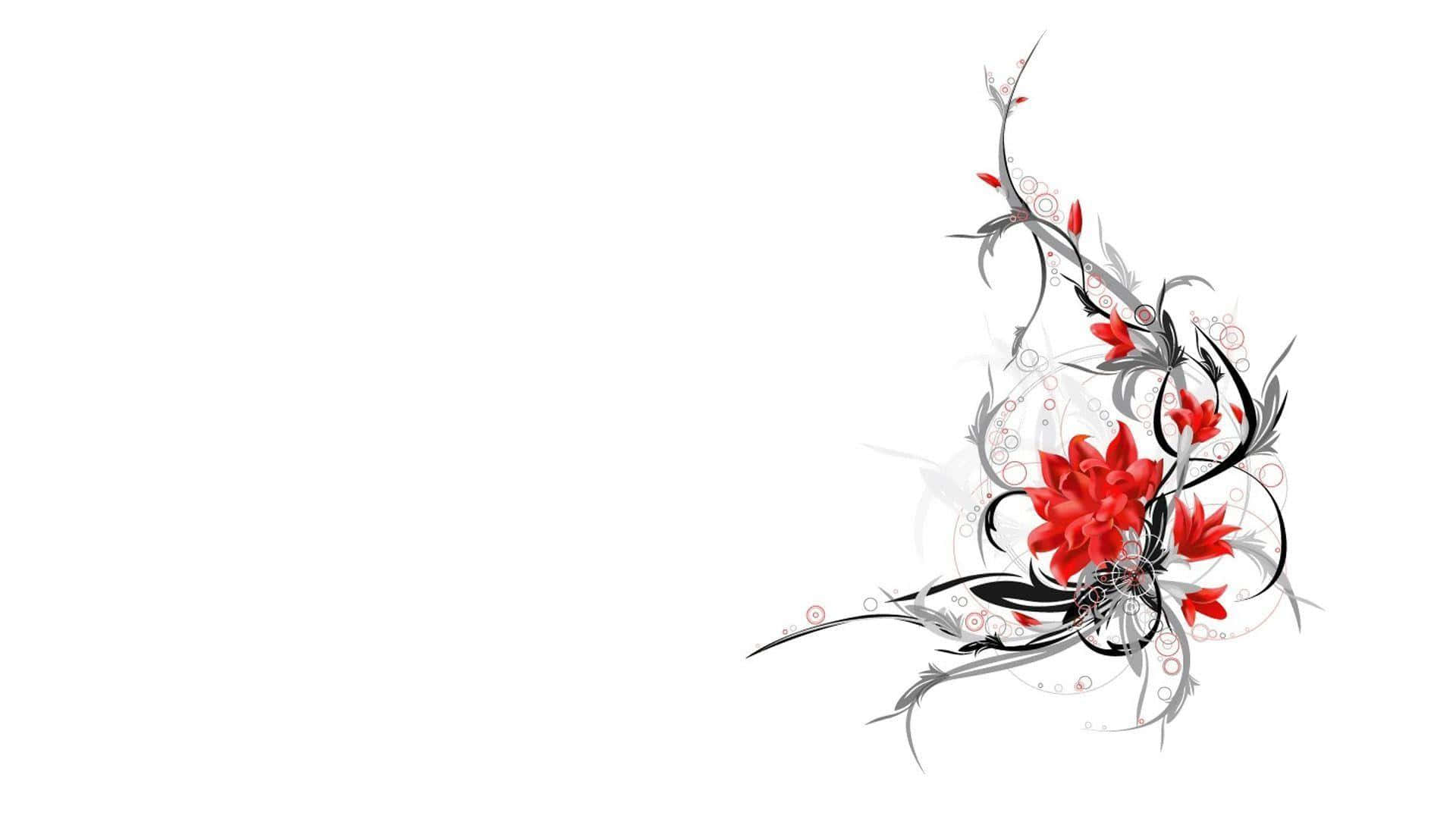 A Red Flower With A White Background