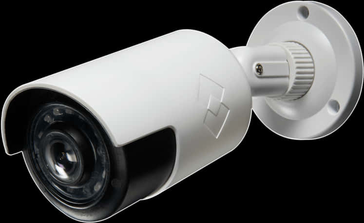 White Security Cameraon Black Background PNG