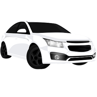 White Sedan Car Illustration PNG