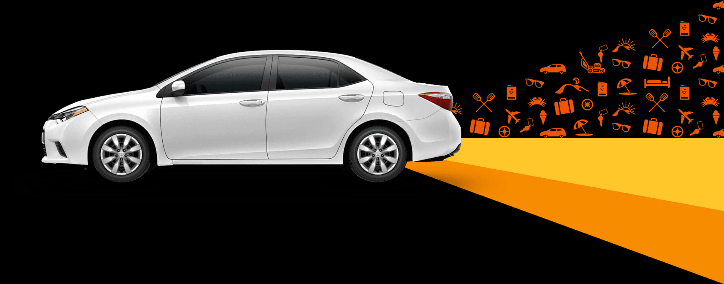 White Sedan Car Side Viewon Abstract Background.jpg PNG