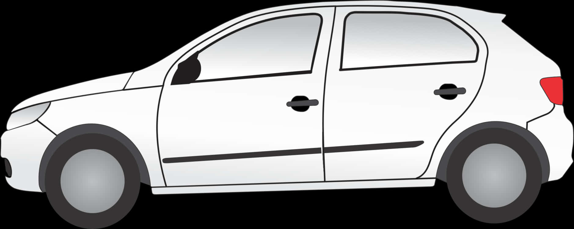 White Sedan Car Vector Illustration PNG