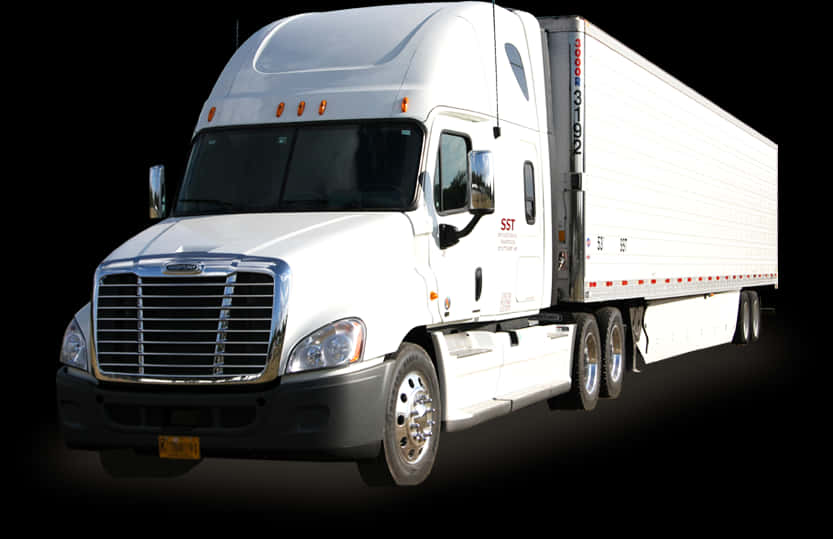 White Semi Truck On The Road.jpg PNG