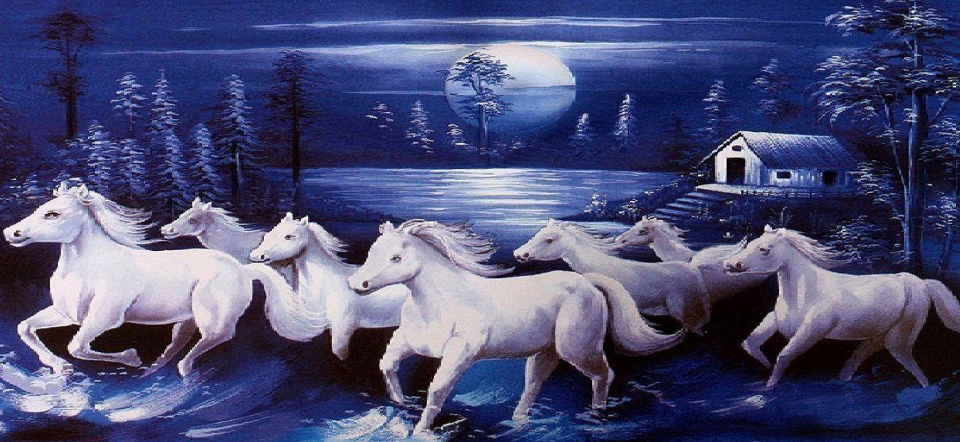 White Seven Horses Wallpaper