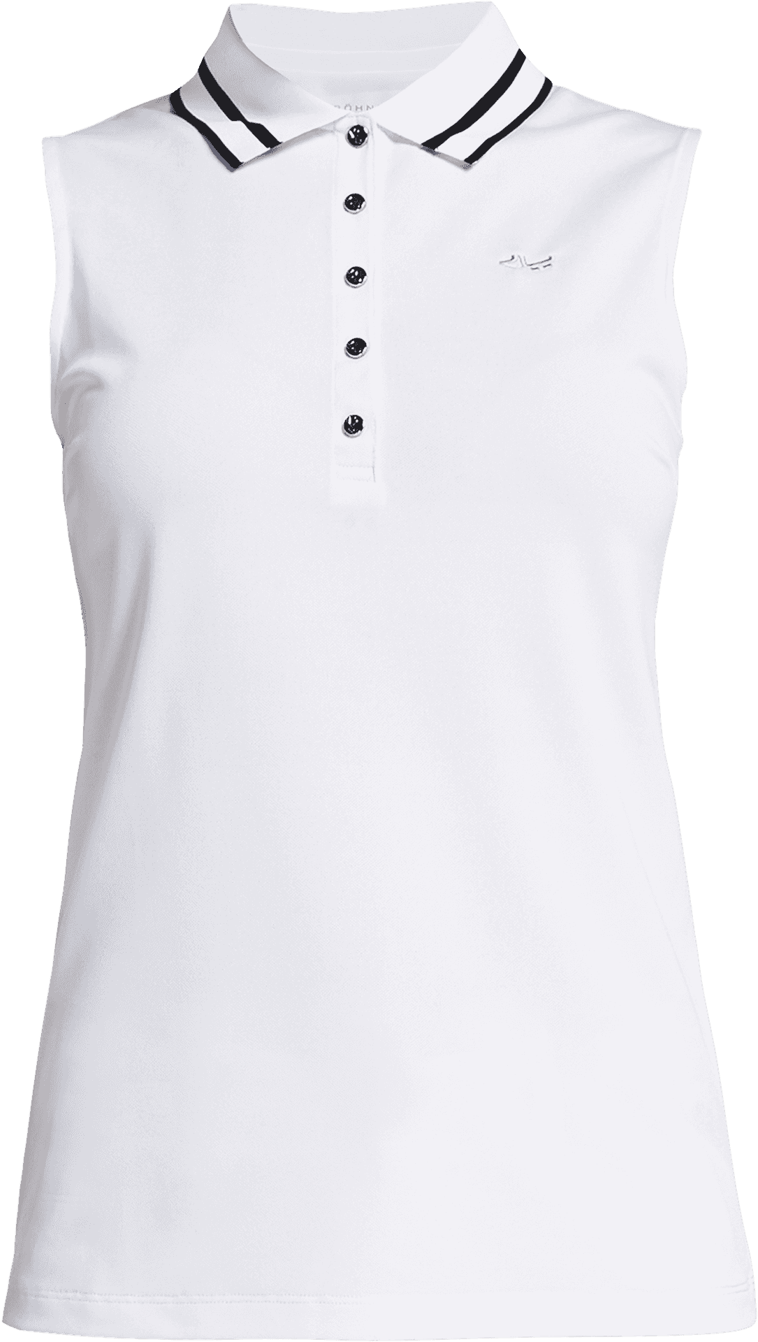 White Sleeveless Polo Shirtwith Black Trim PNG